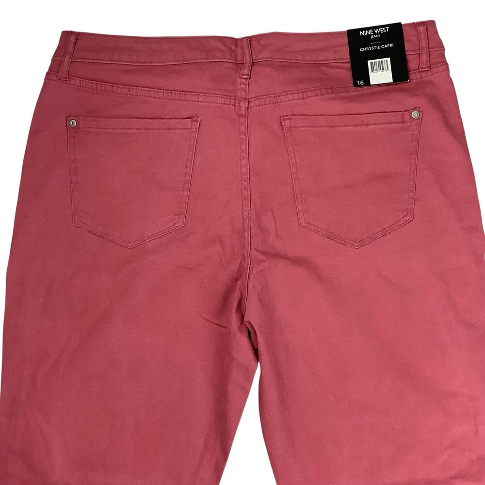 Nine West Chrystie Pink Capri Pants Jeans Women Size 16 36X23 Preppy Coastal - Picture 4 of 16